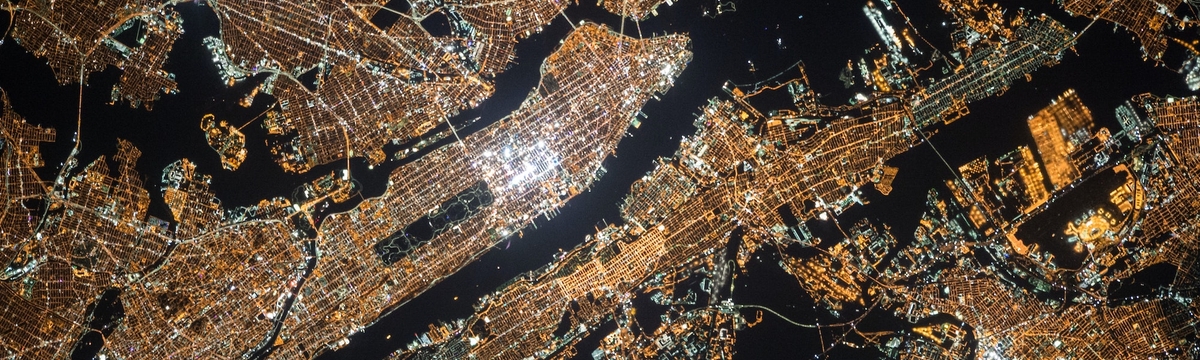 satellite view of New York City Manhattan